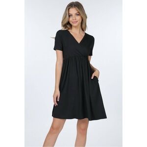 Shop Basic | Short Sleeve Dress With Empire Waistline Pockets